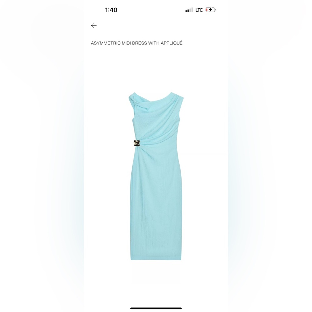 Zara One-Shoulder Light Blue Asymmetric Midi Dress